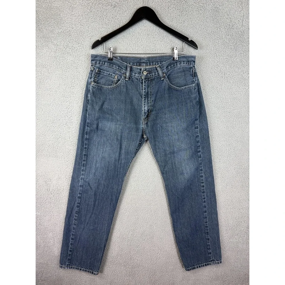 Levis 505 Jeans Mens 36x32 Blue Medium Wash Regular Fit Straight Denim Pants Men